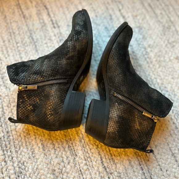 Lucky Brand Basel Leather Snakeskin Women’s Ankle Booties Boots - Picture 5 of 15